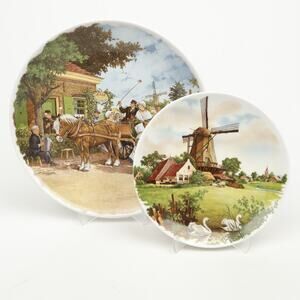 Lot of 2 Royal Schwabap Plates J.C. Van Hunnik Hand Painted Holland Dutch